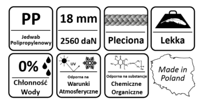 LINA SYNTETYCZNA POLIPROPYLENOWA ZIELONA 18 mm - 10 m