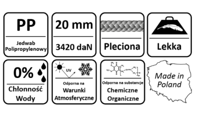 LINA SYNTETYCZNA POLIPROPYLENOWA ZIELONA 20 mm - 10 m