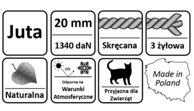 LINA JUTOWA SKRĘCANA 20 mm - 10 m