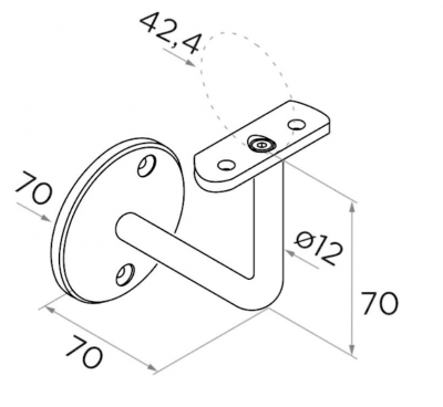 UCHWYT DO PORĘCZY MOCOWANY DO ŚCIANY / DO RURY 42.4 mm / STAL NIERDZEWNA A2