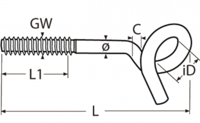 HAK HUŚTAWKOWY NIERDZEWNY M10 x 210 / 140 mm