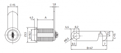 ZAMEK MEBLOWY KASETKOWY 103-30 CP