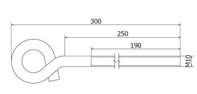 HAK HUŚTAWKOWY OCYNKOWANY M10 x 300