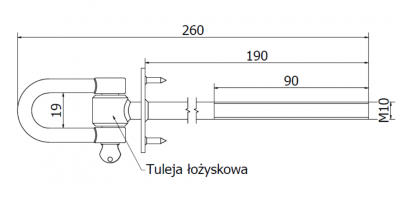 HAK HUŚTAWKOWY Z SZEKLĄ I BOLCEM M10 x 200