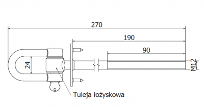 HAK HUŚTAWKOWY Z SZEKLĄ I BOLCEM M12 x 200