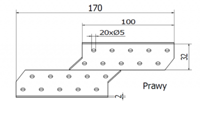 ŁĄCZNIK KROKWIOWY 170 mm PRAWY