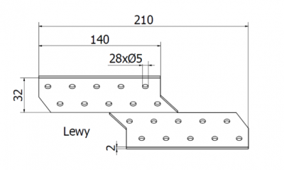 ŁĄCZNIK KROKWIOWY 210 mm LEWY