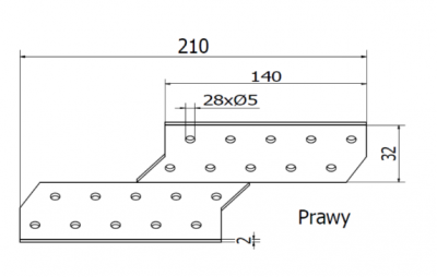 ŁĄCZNIK KROKWIOWY 210 mm PRAWY