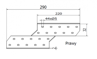 ŁĄCZNIK KROKWIOWY 290 mm PRAWY