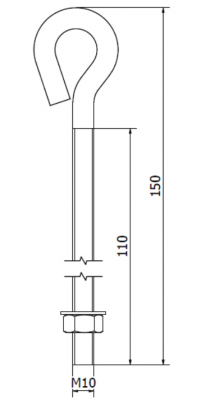 NACIĄG DO SIATKI ZAMKNIĘTY OCYNKOWANY M10 x 150 mm