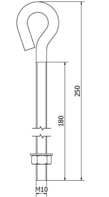 NACIĄG DO SIATKI ZAMKNIĘTY OCYNKOWANY M10 x 250 mm