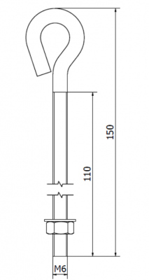 NACIĄG DO SIATKI ZAMKNIĘTY OCYNKOWANY M6 x 150 mm