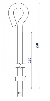 NACIĄG DO SIATKI ZAMKNIĘTY OCYNKOWANY M8 x 250 mm