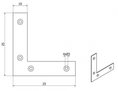 NAROŻNIK 25 x 25 x 10 mm