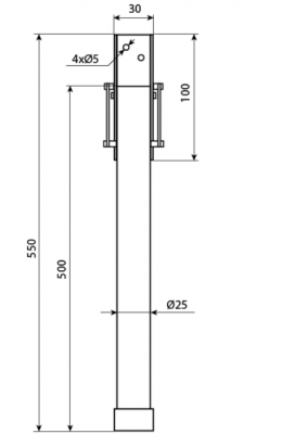 PODPÓRKA GARAŻOWA MAX ANTRACYT Ø25 x 500 mm