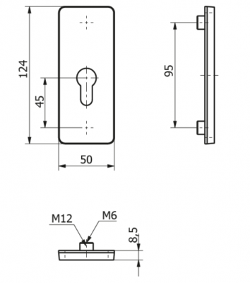 SZYLD DRZWIOWY ZAMKA DODATKOWEGO DO KLAMKI WARSOW F6 INOX