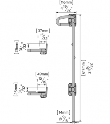 ZASUWA BRAMOWA DO SŁUPKA METALOWEGO 610 mm NA KŁÓDKĘ