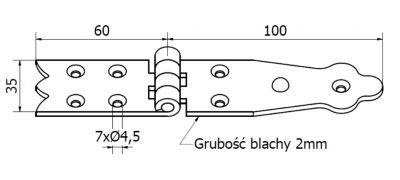 ZAWIAS BUDOWLANY 50 x 100 x 35 mm OZDOBNY