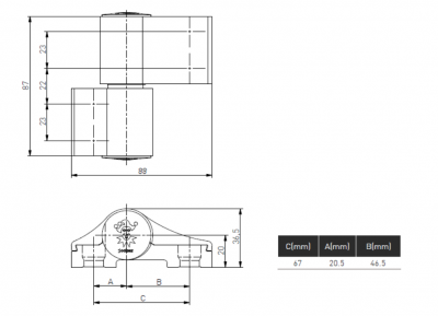 ZAWIAS DRZWIOWY JOCKER DO ALUMINIUM DWUSKRZYDŁOWY 160 kg / 67 mm