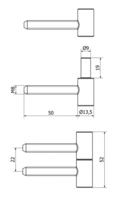 ZAWIAS DRZWIOWY WKRĘCANY Ø13.5 mm / M8