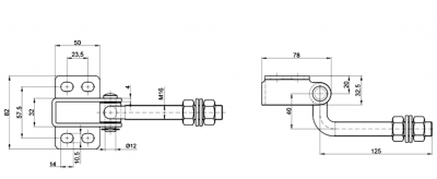 ZAWIAS REGULOWANY M16 GIĘTY 180º L-125