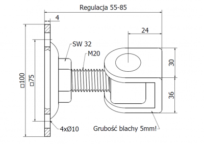 ZAWIAS REGULOWANY M20 DO PRZYKRĘCANIA
