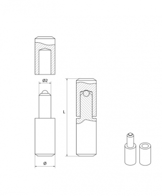 ZAWIAS TOCZONY Z KULKĄ Ø20 x 70 mm