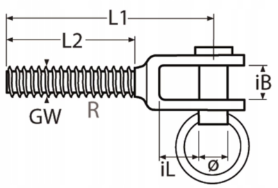 KOCÓWKA WIDEŁKOWA NIERDZEWNA Z GWINTEM M8 x 25 mm