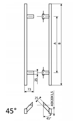 POCHWYT DRZWIOWY NIERDZEWNY 800 mm  45°