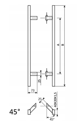 POCHWYT DRZWIOWY NIERDZEWNY CZARNY 800 mm 45°