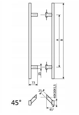 POCHWYT DRZWIOWY NIERDZEWNY PR 650 mm  45°