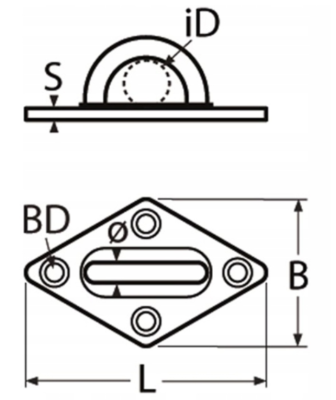 SKOBEL NIERDZEWNY 5 mm ROMB 60 x 36 mm