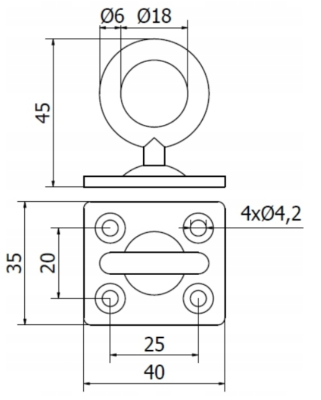 SKOBEL NIERDZEWNY Z OBROTOWYM OCZKIEM 6 mm