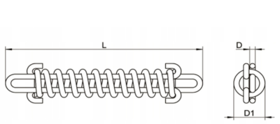 SPRĘŻYNA CUMOWNICZA NIERDZEWNA 5 x 270 mm