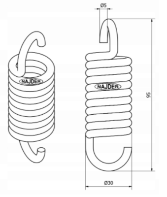 SPRĘŻYNA NIERDZEWNA Ø7 5zw / fi.41 x 110 mm