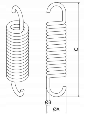 SPRĘŻYNA NACIĄGOWA NIERDZEWNA Z UCHEM 15 / 2.2 x 180 mm