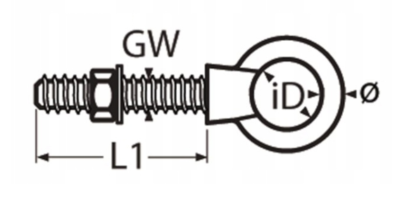 ŚRUBA NIERDZEWNA Z UCHEM M12 x 120 mm PEŁNY GWINT A4