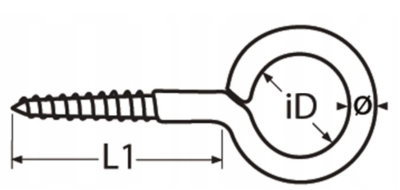 WKRĘT NIERDZEWNY OCZKOWY DO DREWNA A4 Ø12 25 x 3,9 mm