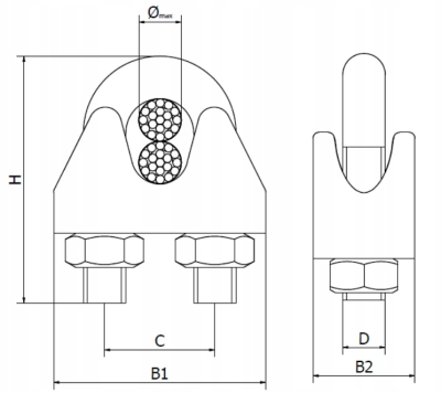 ZACISK DO LINY NIERDZEWNY KABŁĄKOWY TYP U A4 10 mm