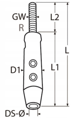 ZACISK DO LINY 3 mm Z ŚRUBĄ M5 x 42 mm