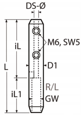 ZACISK DO LIN 3/4 mm Z NACIĄGIEM GWINT M6 PRAWY A4