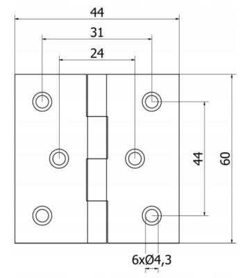 ZAWIAS SPLATANY MEBLOWY NIERDZEWNY 60 x 44 mm