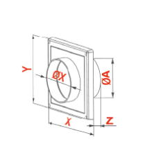 KRATKA WENTYLACYJNA OKAPOWA 140 x 140 / Ø120