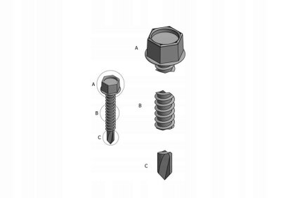 WKRĘTY DO BLACHY Z WIERTŁEM 4.8 x 19 mm NA KLUCZ 1000 szt.