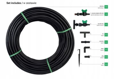 ZESTAW Z WĘŻEM KROPLUJĄCYM WATER FLOW DRIP 50 m