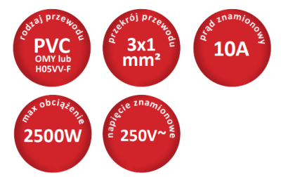 PRZEDŁUŻACZ ZE SZPICEM Z UZIEMIENIEM 3 x 1 mm 20 m