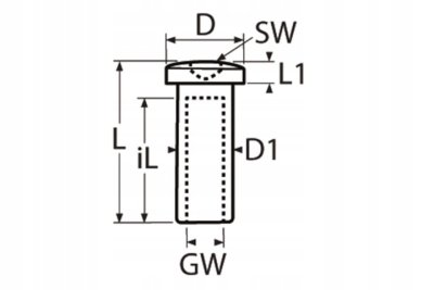 NAKRĘTKA NIERDZEWNA TULEJOWA DŁUGA M8 x 35 mm