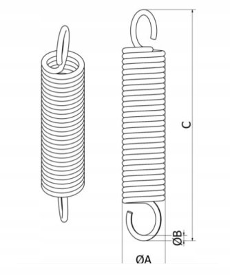 SPRĘŻYNA NACIĄGOWA INOX Z UCHEM 10 / 1.2 x 100