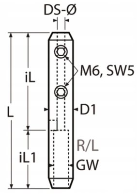 ZACISK DO LIN 3/4 mm Z NACIĄGIEM GWINT M6 LEWY