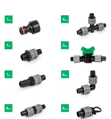 ZESTAW AKCESORIÓW DO TAŚMY KROPLUJĄCEJ 16 mm 24 szt.